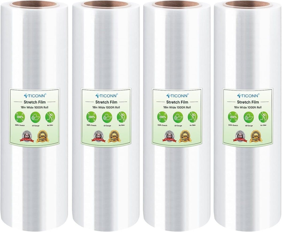 Stretch Wrap Roll, 15 in x 1000 ft Plastic Wrap for Moving Furniture