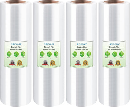 Stretch Wrap Roll, 15 in x 1000 ft Plastic Wrap for Moving Furniture