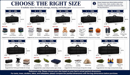 Extra Large Duffle Bag for Travel, Big XL Foldable Duffel Black