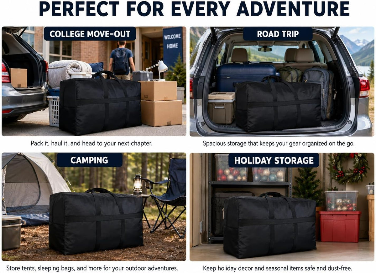 Extra Large Duffle Bag for Travel, Big XL Foldable Duffel Black