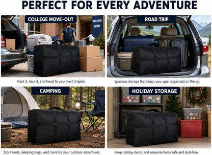 Extra Large Duffle Bag for Travel, Big XL Foldable Duffel Black