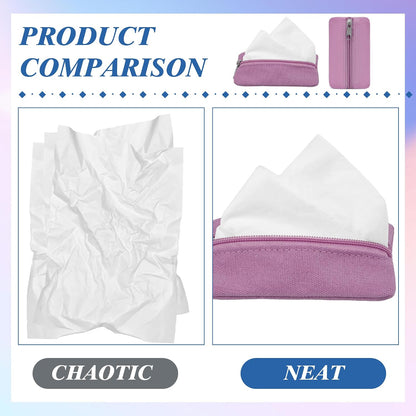 Pocket Tissue Holder, 6 Packs Tissue Holder for Purse, Reusable Travel Tissue Pouch, Fabric Purse Zipper Tissue Packs for Coins Tissue Cards Travel Office, 5.1 x 3.1 Inches