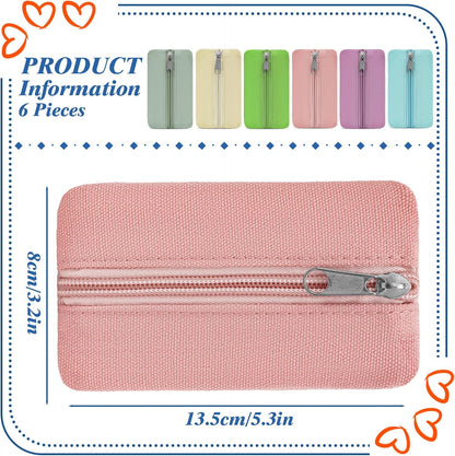 Pocket Tissue Holder, 6 Packs Tissue Holder for Purse, Reusable Travel Tissue Pouch, Fabric Purse Zipper Tissue Packs for Coins Tissue Cards Travel Office, 5.1 x 3.1 Inches