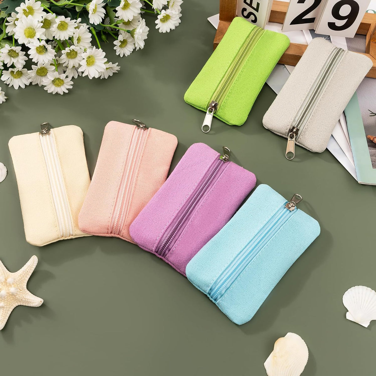 Pocket Tissue Holder, 6 Packs Tissue Holder for Purse, Reusable Travel Tissue Pouch, Fabric Purse Zipper Tissue Packs for Coins Tissue Cards Travel Office, 5.1 x 3.1 Inches