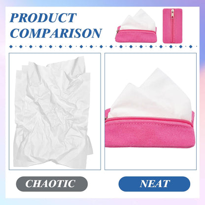 Pocket Tissue Holder, 6 Packs Tissue Holder for Purse, Reusable Travel Tissue Pouch, Fabric Purse Zipper Tissue Packs for Coins Tissue Cards Travel Office, 5.1 x 3.1 Inches