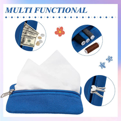 Pocket Tissue Holder, 6 Packs Tissue Holder for Purse, Reusable Travel Tissue Pouch, Fabric Purse Zipper Tissue Packs for Coins Tissue Cards Travel Office, 5.1 x 3.1 Inches