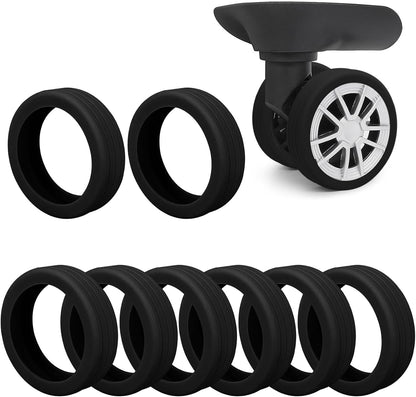 Luggage Wheel Covers Silicone Suitcase Wheel Protector Noise Reducing Travel Suitcase Wheel Cover Wear-Resistant Luggage Wheel Protectors 8 PCS (Black)