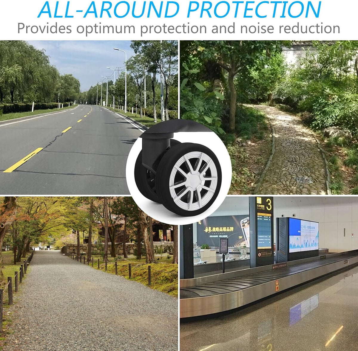Luggage Wheel Covers Silicone Suitcase Wheel Protector Noise Reducing Travel Suitcase Wheel Cover Wear-Resistant Luggage Wheel Protectors 8 PCS (Black)