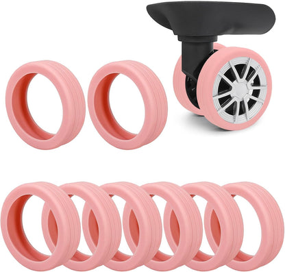 Luggage Wheel Covers Silicone Suitcase Wheel Protector Noise Reducing Travel Suitcase Wheel Cover Wear-Resistant Luggage Wheel Protectors 8 PCS (Black)