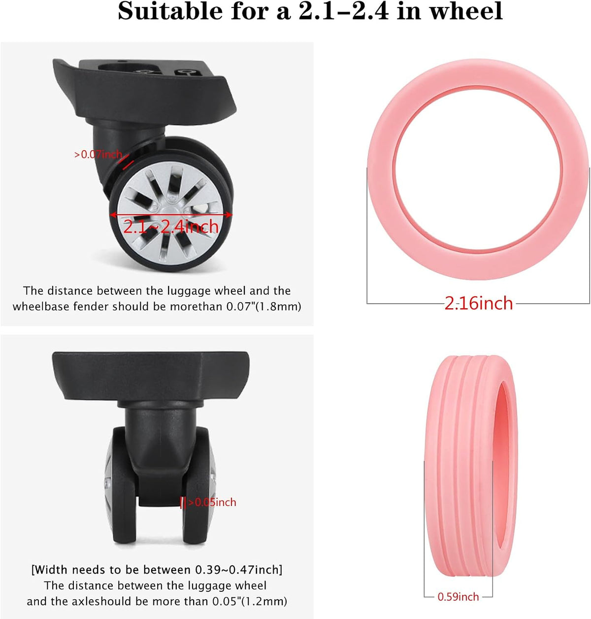 Luggage Wheel Covers Silicone Suitcase Wheel Protector Noise Reducing Travel Suitcase Wheel Cover Wear-Resistant Luggage Wheel Protectors 8 PCS (Black)