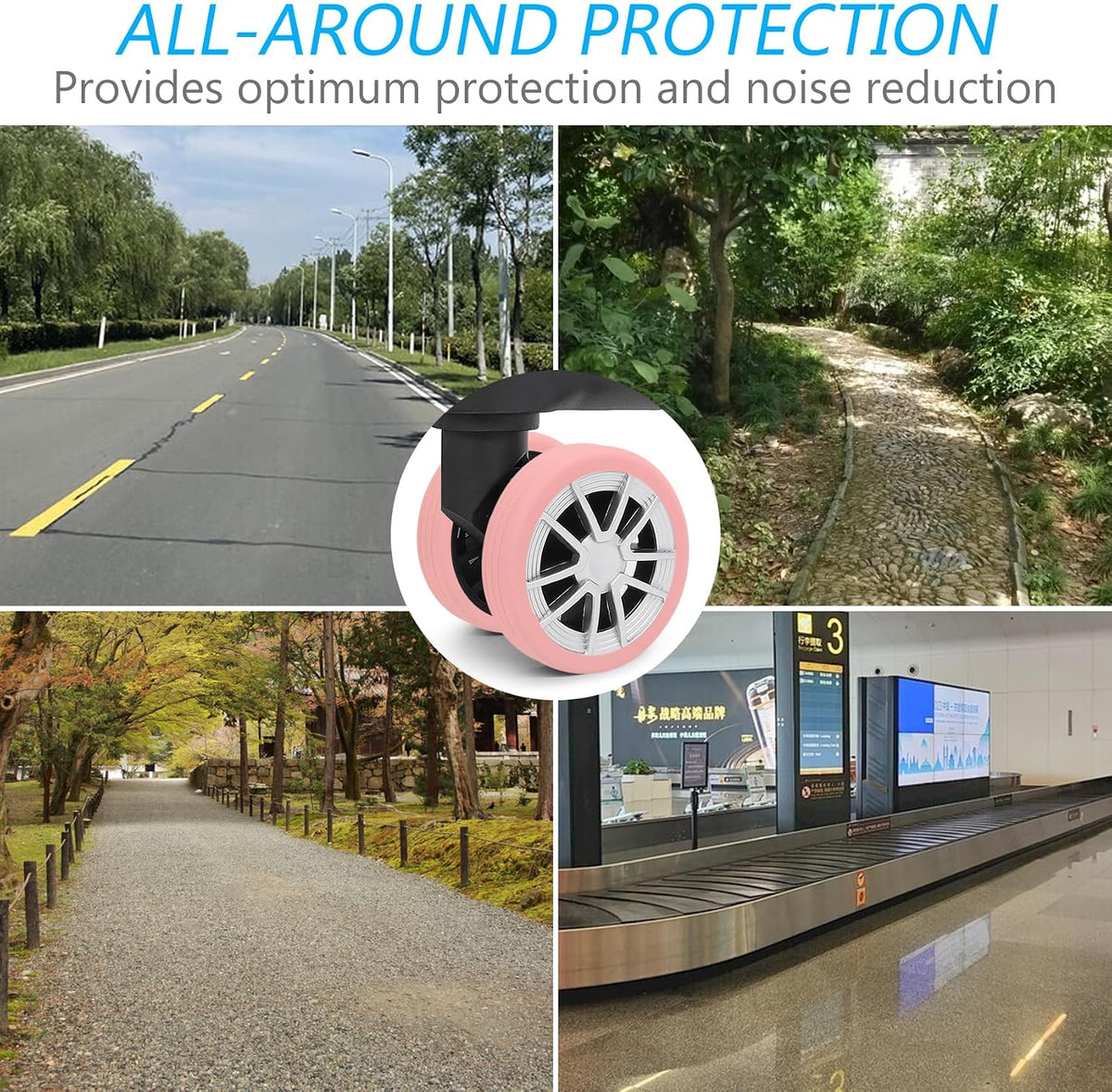 Luggage Wheel Covers Silicone Suitcase Wheel Protector Noise Reducing Travel Suitcase Wheel Cover Wear-Resistant Luggage Wheel Protectors 8 PCS (Black)
