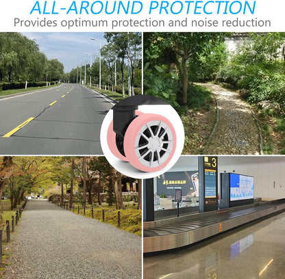 Luggage Wheel Covers Silicone Suitcase Wheel Protector Noise Reducing Travel Suitcase Wheel Cover Wear-Resistant Luggage Wheel Protectors 8 PCS (Black)
