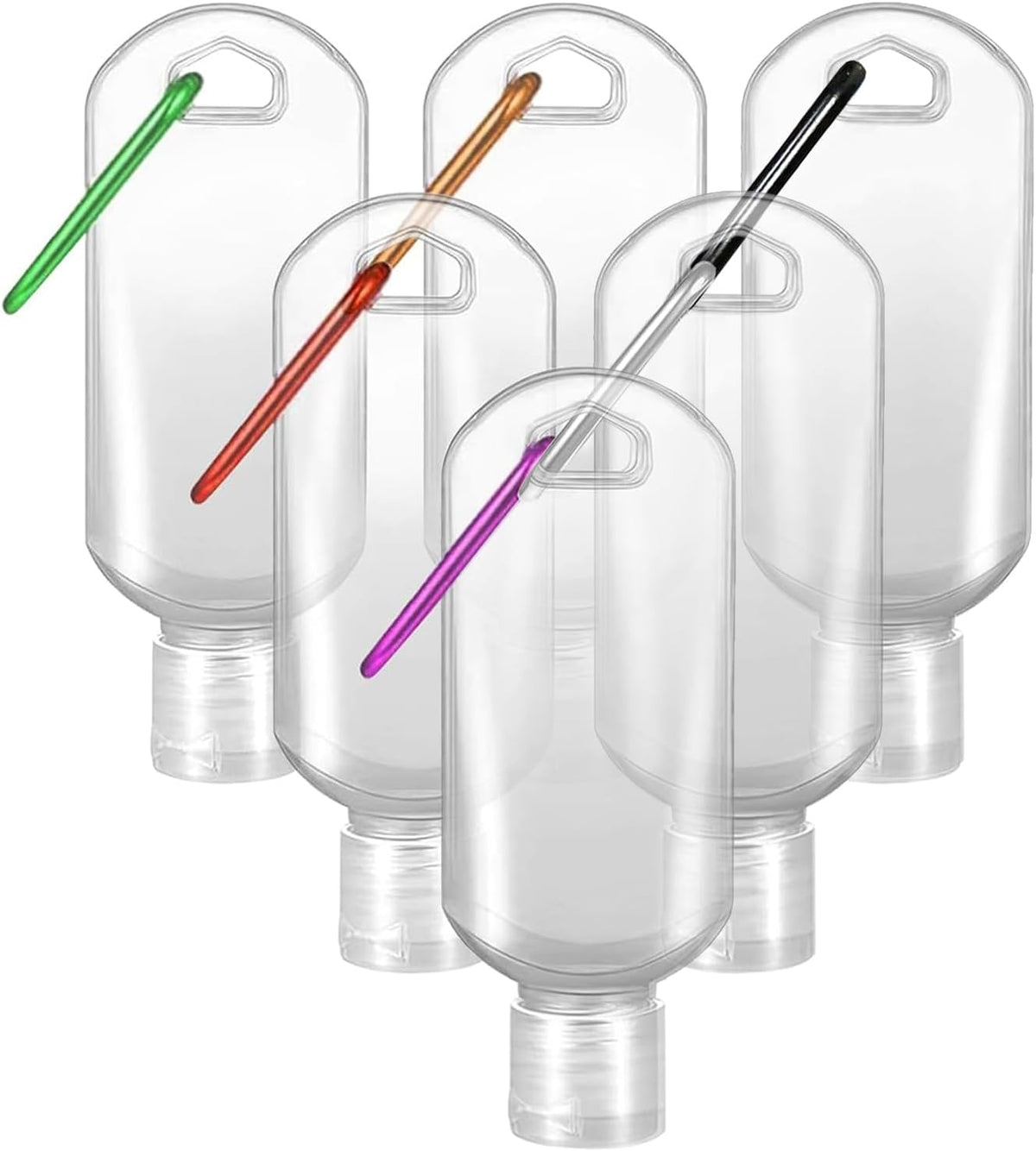 6 Pack 1.7 oz Refillable Travel Plastic Bottles Travel Size Holder Case