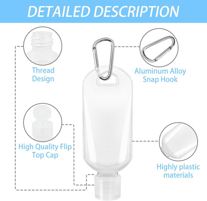 6 Pack 1.7 oz Refillable Travel Plastic Bottles Travel Size Holder Case
