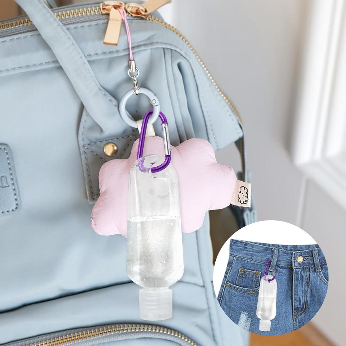 6 Pack 1.7 oz Refillable Travel Plastic Bottles Travel Size Holder Case
