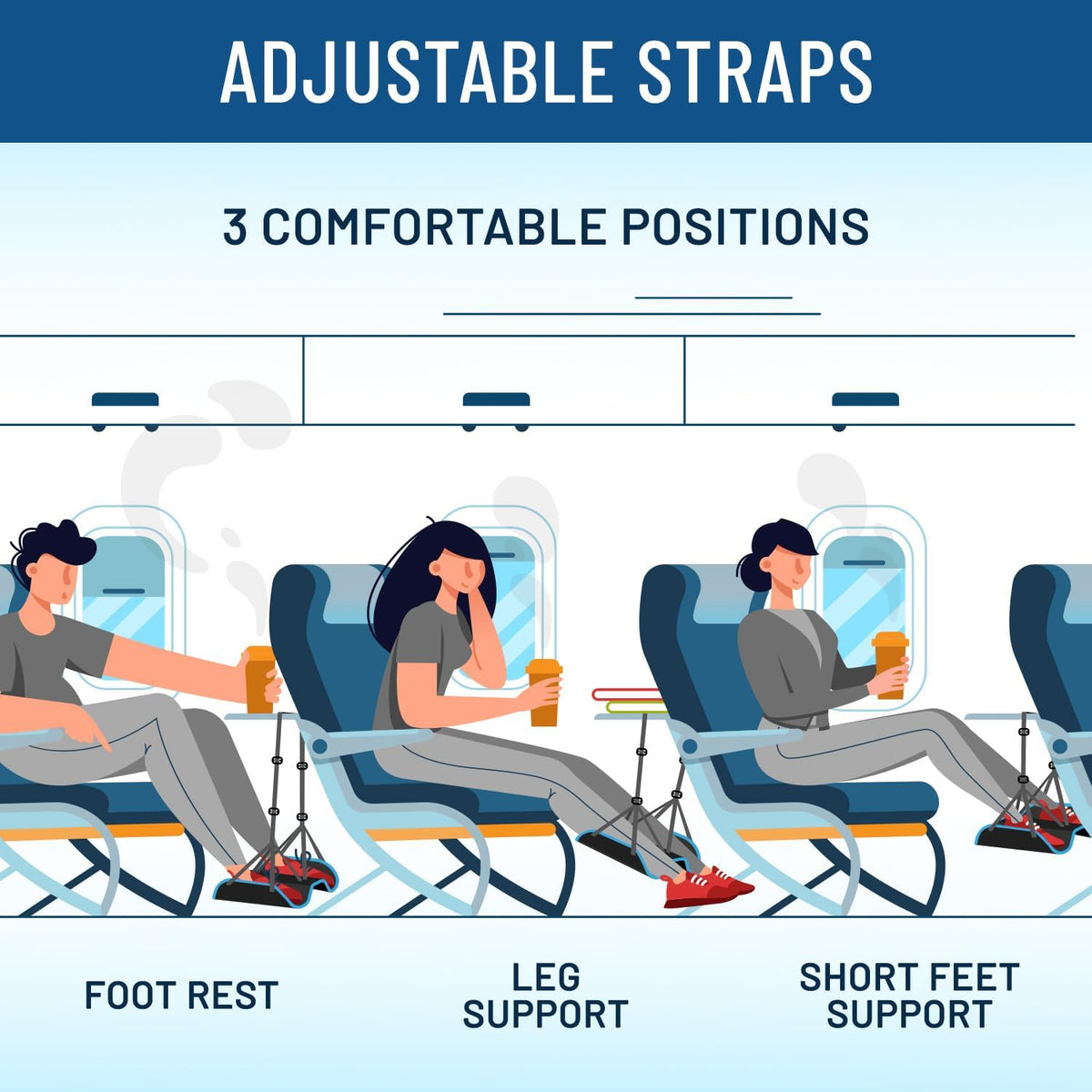Airplane Foot Hammock - Memory Foam Foot Rest for Plane Travel - Portable Foot Rest for Air Travel, Desk & Car - Airplane Essentials Foot Hammock for Plane Travel