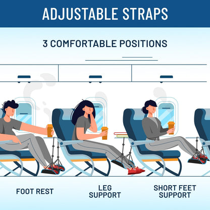 Airplane Foot Hammock - Memory Foam Foot Rest for Plane Travel - Portable Foot Rest for Air Travel, Desk & Car - Airplane Essentials Foot Hammock for Plane Travel