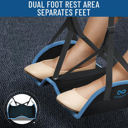 Airplane Foot Hammock - Memory Foam Foot Rest for Plane Travel - Portable Foot Rest for Air Travel, Desk & Car - Airplane Essentials Foot Hammock for Plane Travel