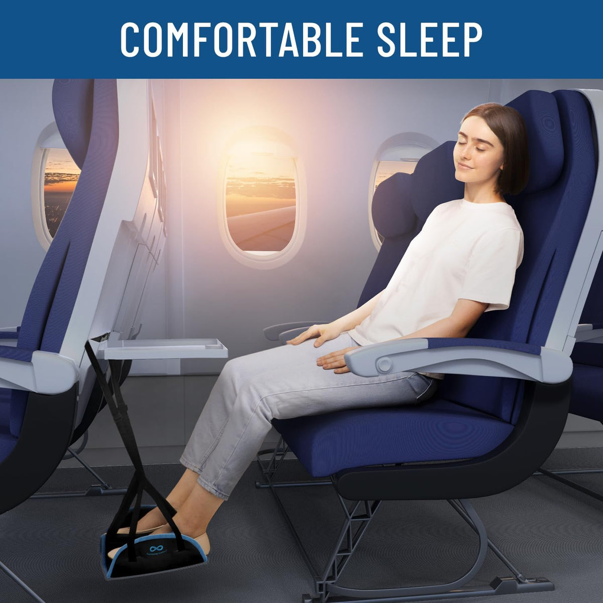 Airplane Foot Hammock - Memory Foam Foot Rest for Plane Travel - Portable Foot Rest for Air Travel, Desk & Car - Airplane Essentials Foot Hammock for Plane Travel