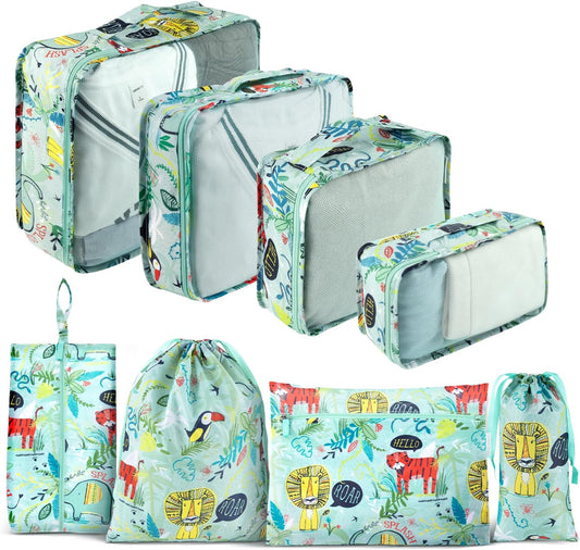 8 Pcs Packing Cubes for Kids, Luggage Packing Organizers, Travel Essentials