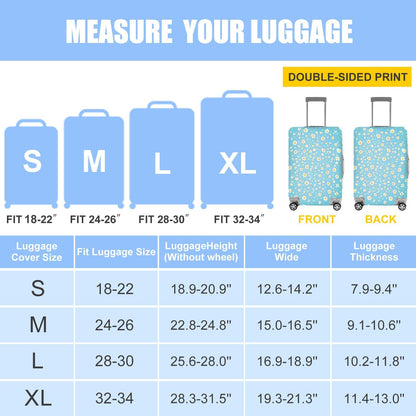 All Over Daisy Print Luggage Cover – Blue Suitcase Protector with White Floral Pattern, Washable Stretch Travel Case for 32-34 Inch Luggage,XL