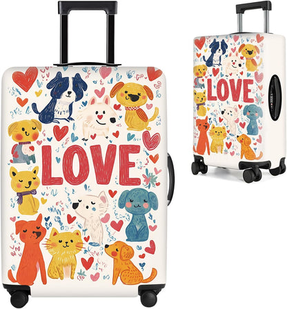 All Over Daisy Print Luggage Cover – Blue Suitcase Protector with White Floral Pattern, Washable Stretch Travel Case for 32-34 Inch Luggage,XL