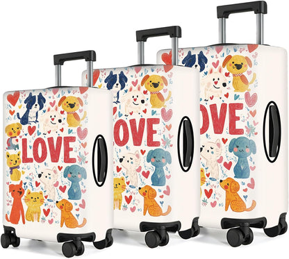 All Over Daisy Print Luggage Cover – Blue Suitcase Protector with White Floral Pattern, Washable Stretch Travel Case for 32-34 Inch Luggage,XL