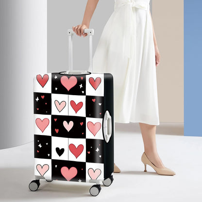 All Over Daisy Print Luggage Cover – Blue Suitcase Protector with White Floral Pattern, Washable Stretch Travel Case for 32-34 Inch Luggage,XL