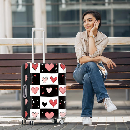 All Over Daisy Print Luggage Cover – Blue Suitcase Protector with White Floral Pattern, Washable Stretch Travel Case for 32-34 Inch Luggage,XL