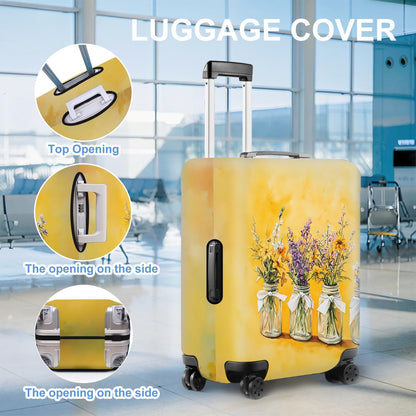 All Over Daisy Print Luggage Cover – Blue Suitcase Protector with White Floral Pattern, Washable Stretch Travel Case for 32-34 Inch Luggage,XL