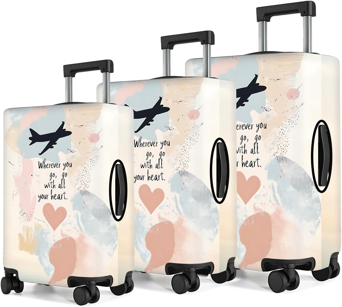 All Over Daisy Print Luggage Cover – Blue Suitcase Protector with White Floral Pattern, Washable Stretch Travel Case for 32-34 Inch Luggage,XL