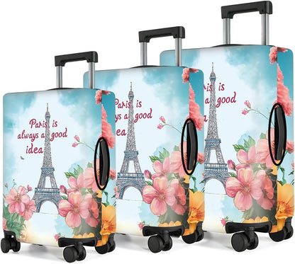 All Over Daisy Print Luggage Cover – Blue Suitcase Protector with White Floral Pattern, Washable Stretch Travel Case for 32-34 Inch Luggage,XL