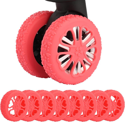 Luggage Wheel Protector, 8PCS Sakura Love Design - Premium Silicone Protectors for 2-2.4" Spinner Wheels Anti-Slip, Ultra-Quiet & Wear-Resistant Travel Accessories (Orange)