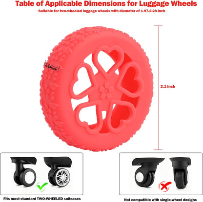 Luggage Wheel Protector, 8PCS Sakura Love Design - Premium Silicone Protectors for 2-2.4" Spinner Wheels Anti-Slip, Ultra-Quiet & Wear-Resistant Travel Accessories (Orange)