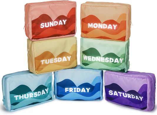 7 Pcs Days of Week Packing Cubes for Travel, Kids Boys Girls