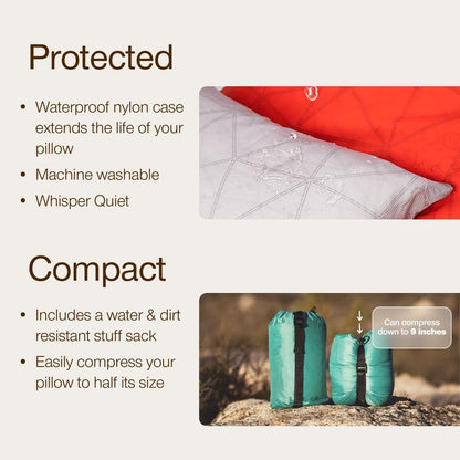 Coop Home Goods Original Travel and Camping Adjustable Pillow, Small Camping Pillow with Compressible Stuff Sack, Medium-Firm Memory Foam with Lulltra Washable Cover, CertiPUR-US Certified (19x13)