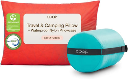 Coop Home Goods Original Travel and Camping Adjustable Pillow, Small Camping Pillow with Compressible Stuff Sack, Medium-Firm Memory Foam with Lulltra Washable Cover, CertiPUR-US Certified (19x13)