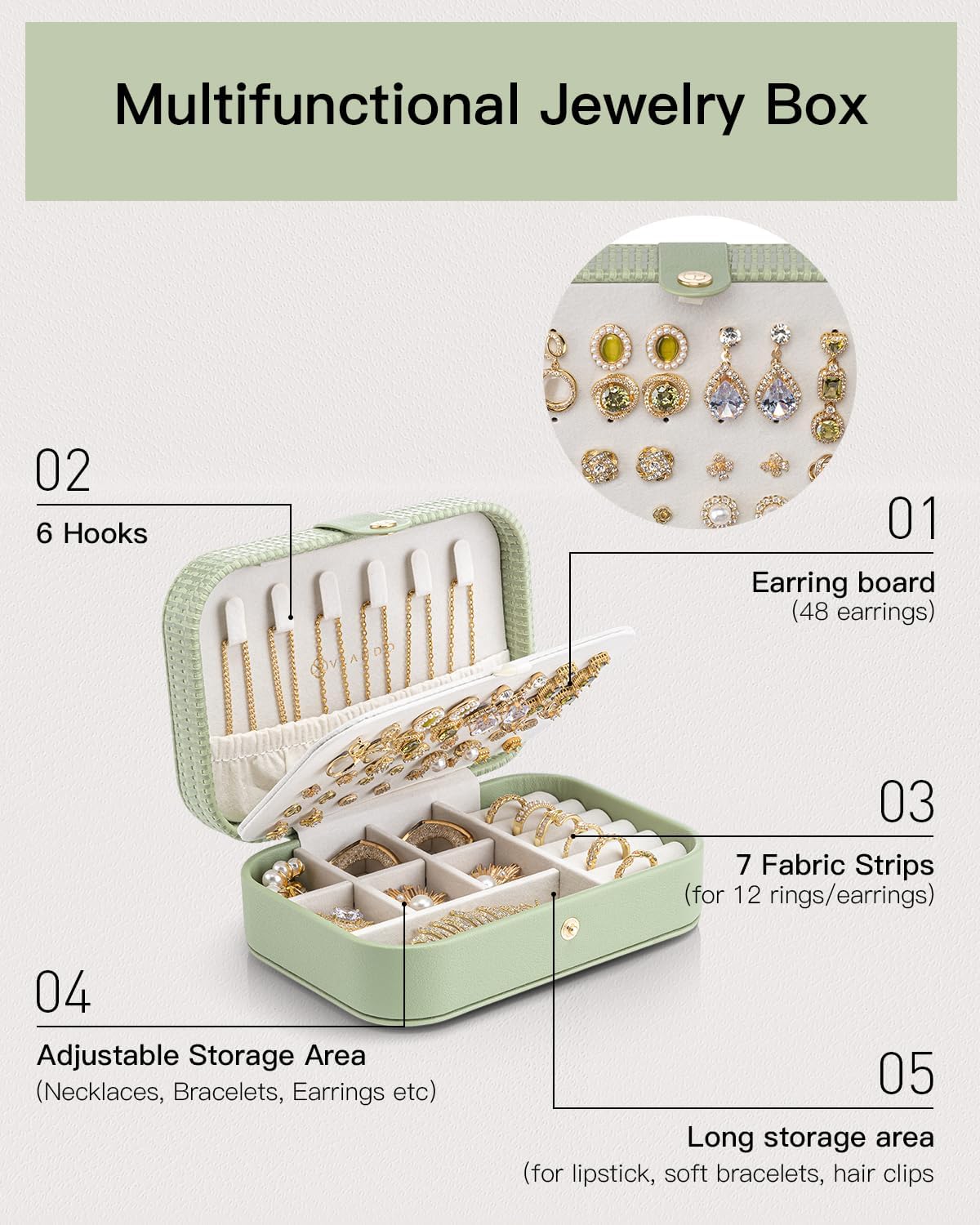 Travel Jewelry Case, Portable Jewelry Earring Box Organizer