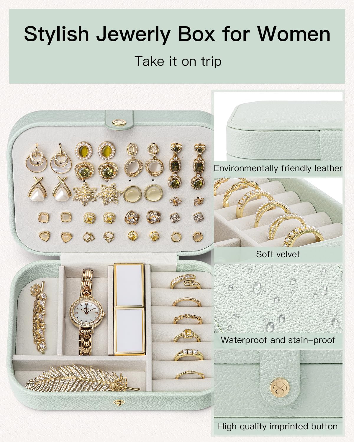 Travel Jewelry Case, Portable Jewelry Earring Box Organizer
