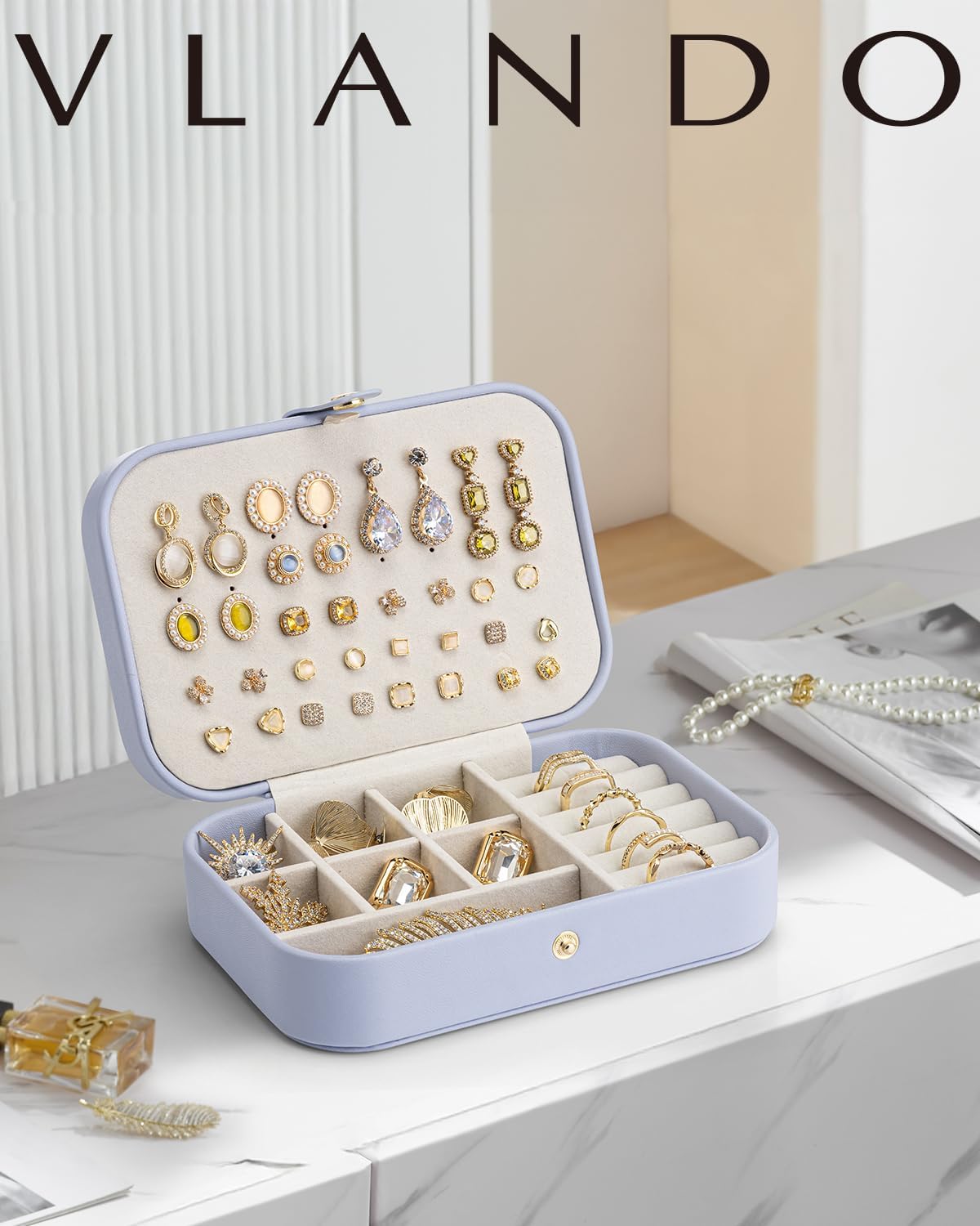 Travel Jewelry Case, Portable Jewelry Earring Box Organizer