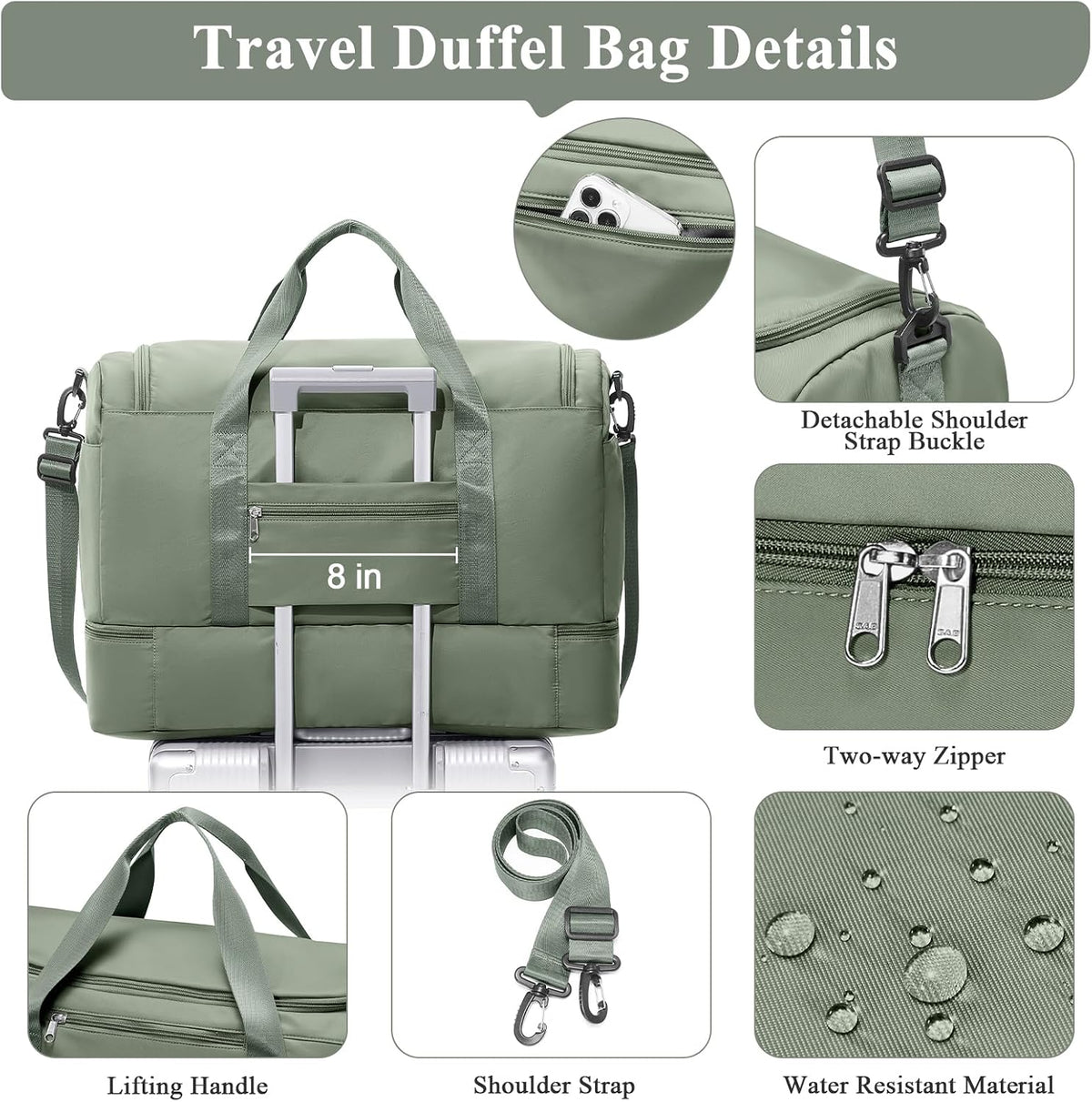Extra Large Travel Duffle Bag, Carry-On Weekender Bags for Women Travel - Colors B