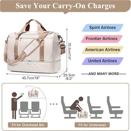 Extra Large Travel Duffle Bag, Carry-On Weekender Bags for Women Travel - Colors B