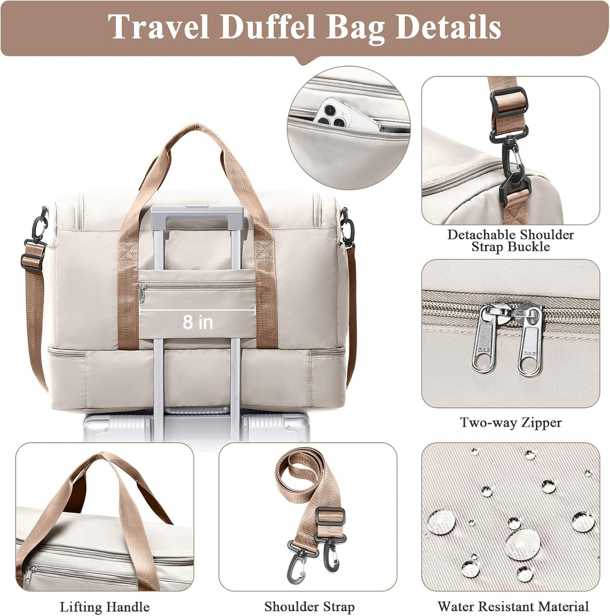 Extra Large Travel Duffle Bag, Carry-On Weekender Bags for Women Travel - Colors B