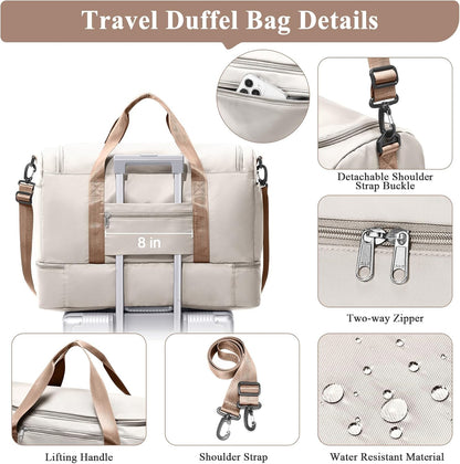 Extra Large Travel Duffle Bag, Carry-On Weekender Bags for Women Travel - Colors B