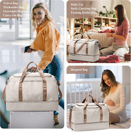 Extra Large Travel Duffle Bag, Carry-On Weekender Bags for Women Travel - Colors B