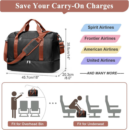Extra Large Travel Duffle Bag, Carry-On Weekender Bags for Women Travel - Colors B
