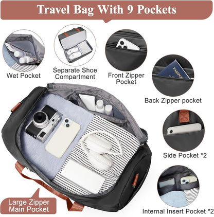 Extra Large Travel Duffle Bag, Carry-On Weekender Bags for Women Travel - Colors B