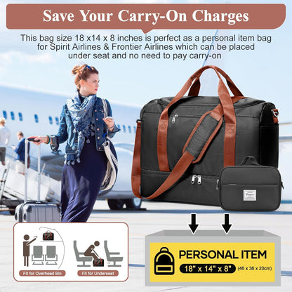 Extra Large Travel Duffle Bag, Carry-On Weekender Bags for Women Travel - Colors B