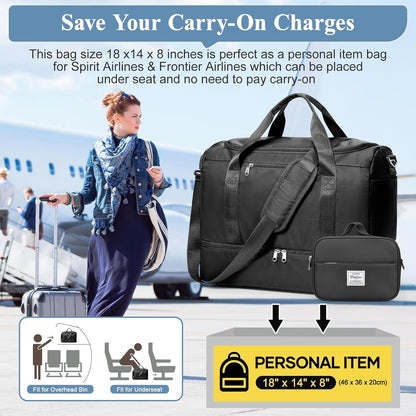 Extra Large Travel Duffle Bag, Carry-On Weekender Bags for Women Travel - Colors B
