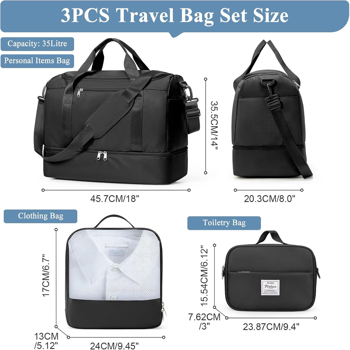 Extra Large Travel Duffle Bag, Carry-On Weekender Bags for Women Travel - Colors B